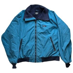 Vintage 1990s Woolrich Logo Patch Fleece-Lined Jacket Bright Blue Men’s XL